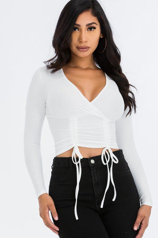 Tia Long Sleeve Top- White