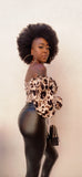 She Got it Animal Print Crop Blouse (Brown)