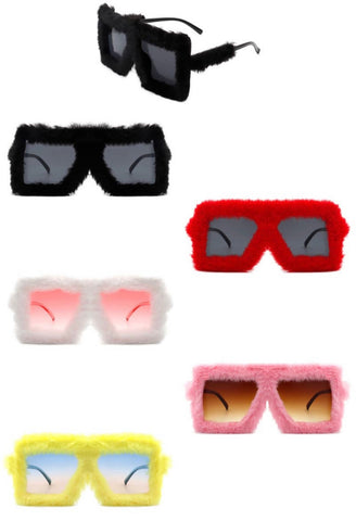 Square Overize Fluffy Faux Fur Sunglasses