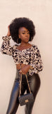 She Got it Animal Print Crop Blouse (Grey)