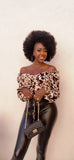 She Got it Animal Print Crop Blouse (Brown)