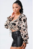 She Got it Animal Print Crop Blouse (Brown)